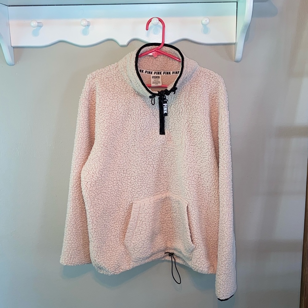 PINK Victoria’s Secret Cream Sherpa Pullover Zip